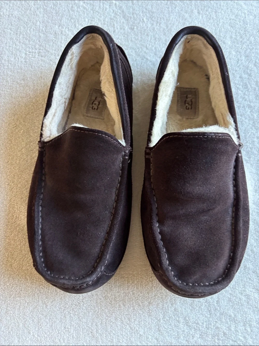 UGG Men's Dark Brown Suede Lined Slippers